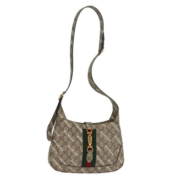 GUCCI GG Supreme Web Sherry Line Jackie Bag BALENCIAGA Beige 636706 Auth 749... - Picture 1 of 15